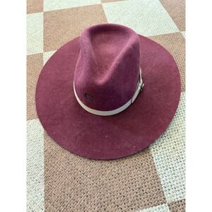 Charlie 1 Horse Burgundy Felt Wide Brim Western Fedora Hat Women Medium